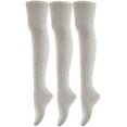 thumbnail image 1 of Women's 3 Pairs Thigh High Cotton Socks JM1025 Size 6-9, 1 of 4