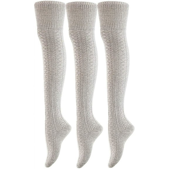 Women's 3 Pairs Thigh High Cotton Socks JM1025 Size 6-9