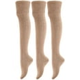 thumbnail image 1 of Women's 3 Pairs Thigh High Cotton Socks JM1025 Size 6-9, 1 of 4