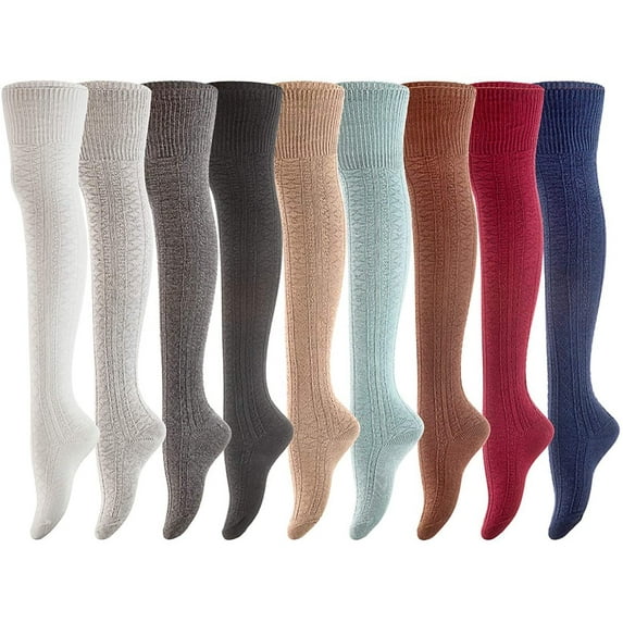 Women's 3 Pairs Thigh High Cotton Socks JM1025 Size 6-9