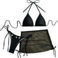 thumbnail image 1 of Women's 3 Piece Bathing Suit Triangle Bikini Swimsuit Halter with Cover Up Skirt, 1 of 9