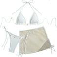 thumbnail image 1 of Women's 3 Piece Bathing Suit Triangle Bikini Swimsuit Halter with Cover Up Skirt, 1 of 3