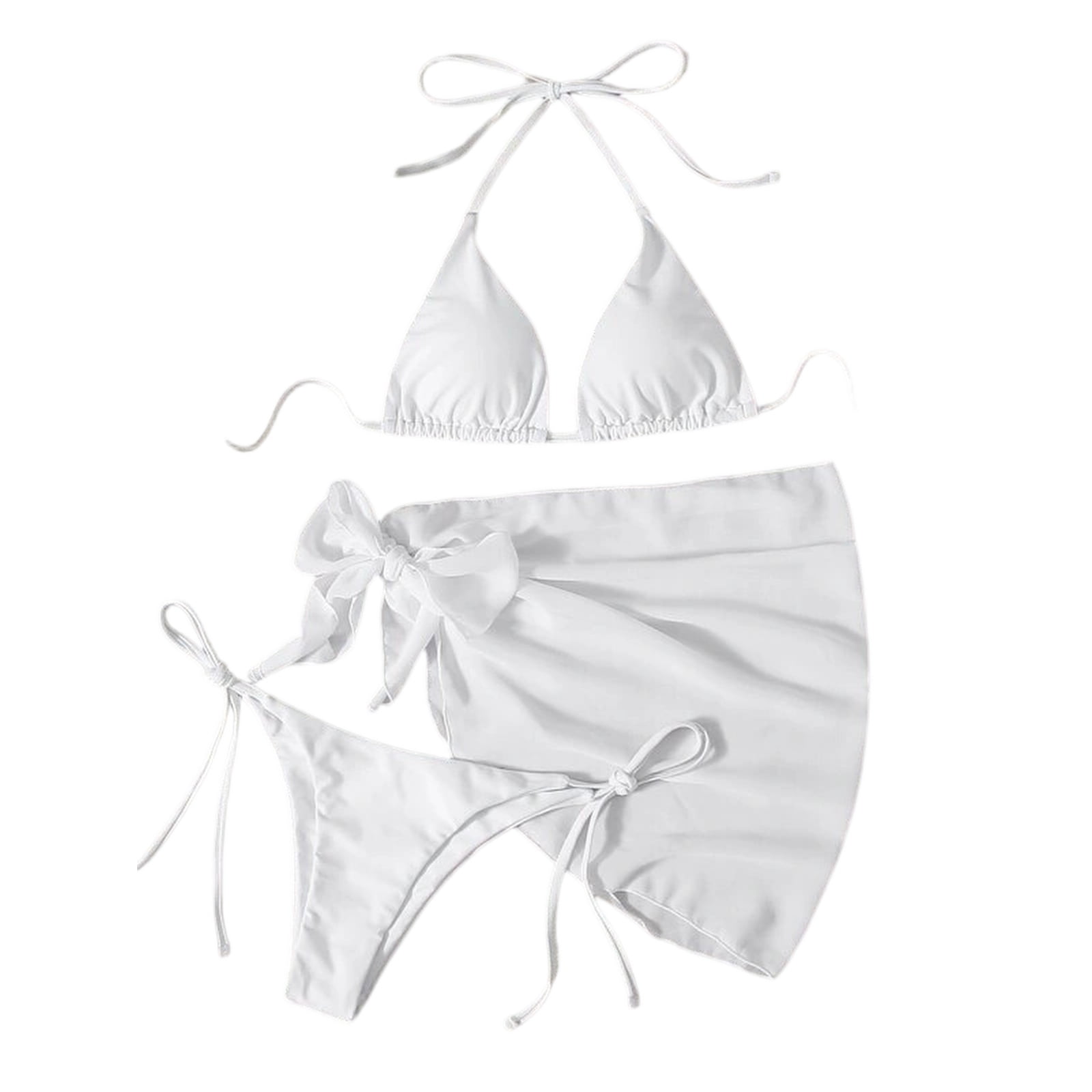 Women's 3 Piece Bikini Set with Triangle Top and Thong Bottom for Beach ...