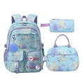 thumbnail image 1 of Women’s 3-Piece Blue Tie Dye Laptop Backpack Set, 15.6" Computer Bag with Lunch Box & Pencil Case, Water Resistant School Travel Pack for College & Work, 1 of 3