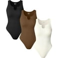 thumbnail image 1 of Women's 3 Piece Bodysuits Sexy Ribbed One Piece Sleeveless Tank Tops Bodysuits, 1 of 3