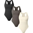 thumbnail image 1 of Women's 3 Piece Bodysuits Sexy Ribbed Sleeveless Racerback Tank Tops Bodysuits, 1 of 3