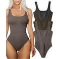thumbnail image 1 of Women's 3 Piece Bodysuits Sexy Ribbed Square Neck Sleeveless Tank Tops Bodysuits, 1 of 3