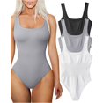 thumbnail image 1 of Women's 3 Piece Bodysuits Sexy Ribbed Square Neck Sleeveless Tank Tops Bodysuits, 1 of 6