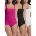 thumbnail image 1 of Women's 3 Piece Bodysuits Sexy Ribbed Strappy Square Neck Sleeveless Tummy Control Tank Tops Bodysuits, 1 of 6