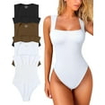 thumbnail image 1 of Women's 3 Piece Bodysuits Sexy Ribbed Strappy Square Neck Sleeveless Tummy Control Tank Tops Bodysuits, 1 of 3