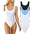 thumbnail image 1 of Women's 3 Piece Bodysuits Sexy Sleeveless Round Neck Shapewear Tank Tops Bodysuits, 1 of 3