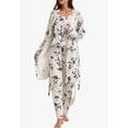thumbnail image 1 of Women's 3 Piece Floral Print Pajama Set with Robe - Soft Polyester All Seasons Loungewear for Ladies, 1 of 6