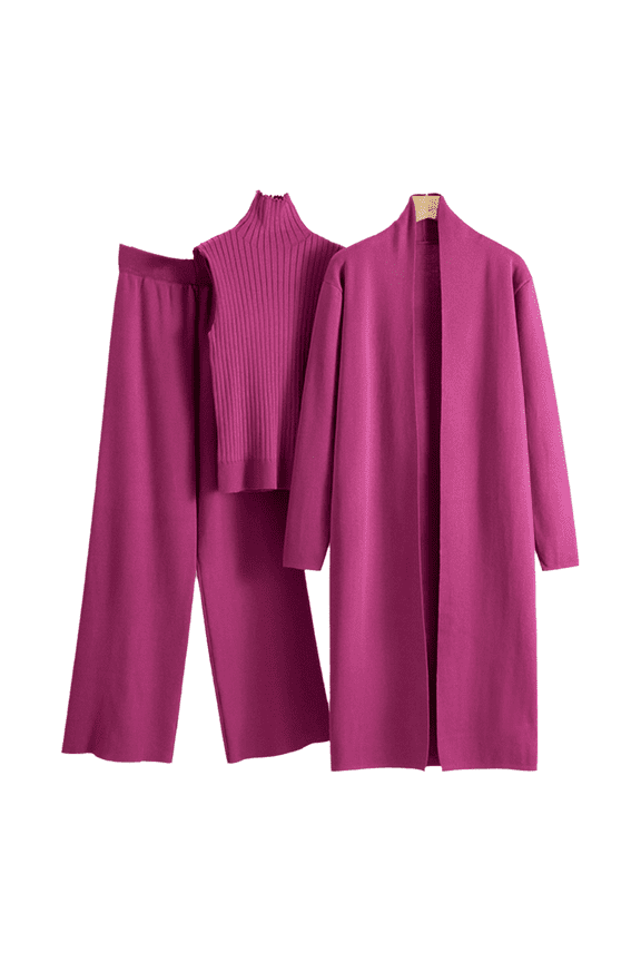 Women's 3 Piece Lounge Sets Sweatsuits Open Front Cardigan Sleeveless Top Wide Legs Pants Outfits