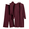 thumbnail image 1 of Women's 3 Piece Lounge Sets Sweatsuits Open Front Cardigan Sleeveless Top Wide Legs Pants Outfits, 1 of 6