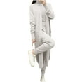 thumbnail image 1 of Women's 3 Piece Outfits Knit Matching Lounge Sets Long Cardigans & Sweater Vest & Long Pants Comfort Tracksuits, 1 of 4