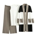 thumbnail image 1 of Women's 3 Piece Outfits Knit Matching Lounge Sets Long Sleeve Cardigans & Neck Sweater Vest & Wide Leg Pants, 1 of 8