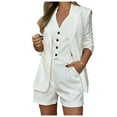 thumbnail image 1 of Women's 3 Piece Outfits V Neck Slim Fit Button Vest Lapel Open Front High Waist Shorts Business Suit Set, 1 of 2