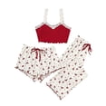 thumbnail image 1 of Women's 3 Piece Pajama Sets Floral Lace Cami Top and Shorts & Pants Pj Sets Loungewear, 1 of 3
