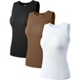 thumbnail image 1 of Women's 3 Piece Sleeveless Tops Crew Neck Stretch Fitted Layer Tee Shirts Tank Tops, 1 of 3