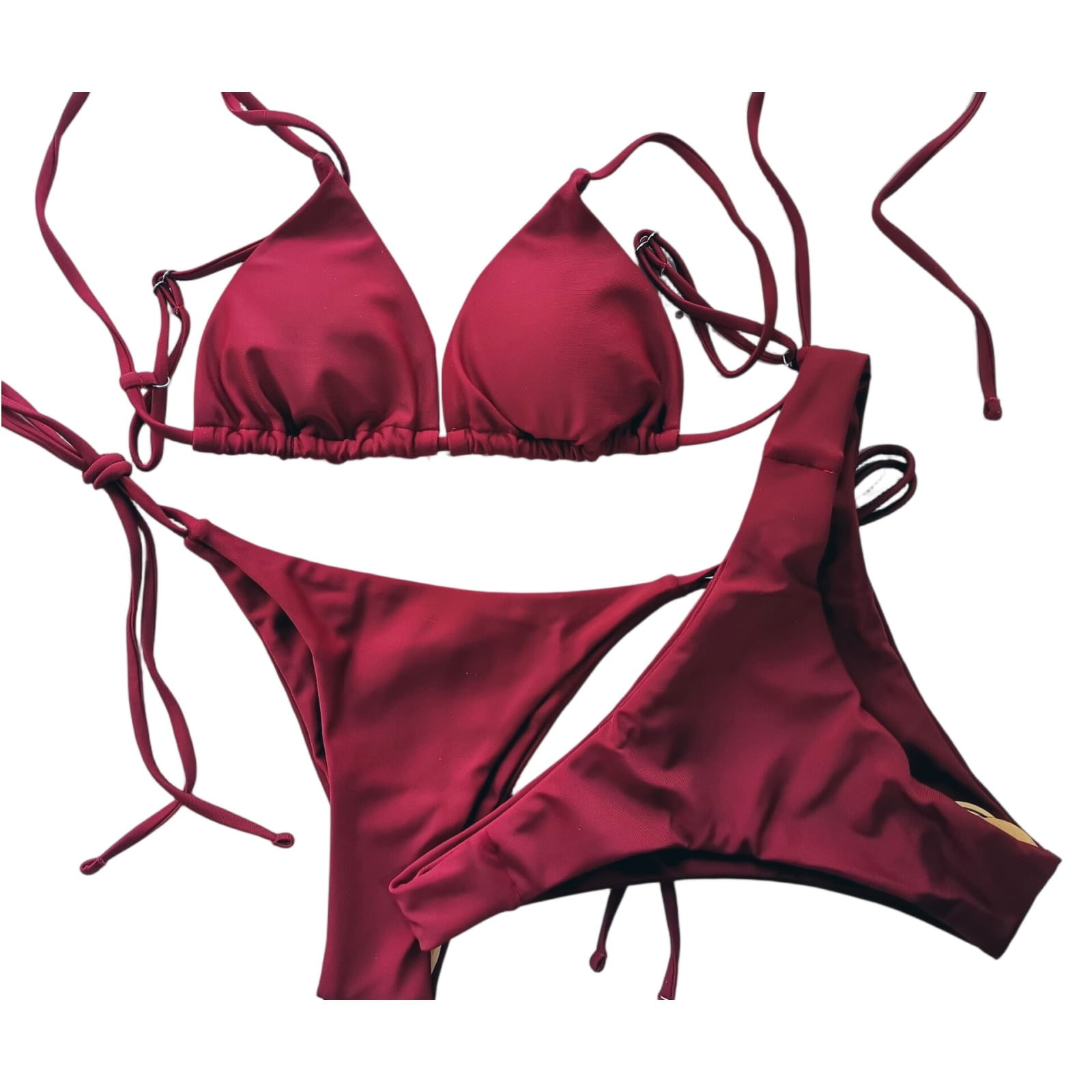 Women's 3 Piece Swimsuit Adjustable Straps Triangle Bikini Sets Bathing ...