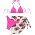 thumbnail image 1 of Women's 3 Piece Swimsuits Print Halter Triangle Tie Side Bikini Bathing Suit with Cover Up Beach Skirt, 1 of 6