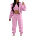 thumbnail image 1 of Women's 3 Piece Tracksuit Set Long Sleeve Zipper Hoodie Jacket Crop Tank Tops Sweatpants Sweatsuit Jogger Workout Set, 1 of 7