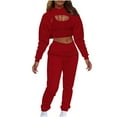 thumbnail image 1 of Women's 3 Piece Tracksuits Long Sleeve Pullover Crop Top Hoodie Tank Top Drawstring Long Jogging Pants Sweatsuit, 1 of 5