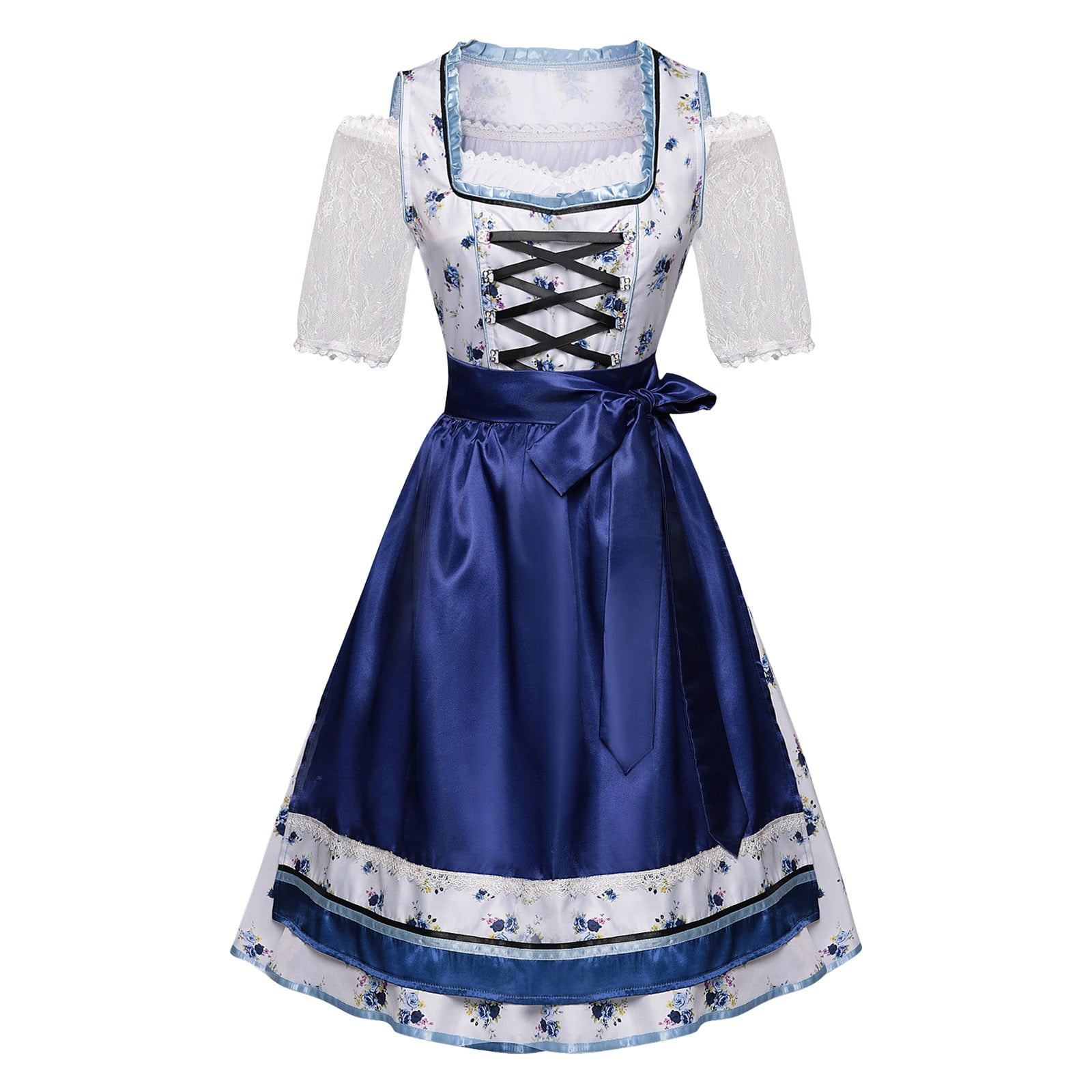 Women's 3 Piece Traditional Dress Apron Blouse Midi Oktoberfest Fancy ...