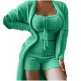 thumbnail image 1 of Women's 3-Piece Winter Plush Outfit - Hooded Cardigan, Crop Top & Shorts, Cozy Loungewear Set, 1 of 6