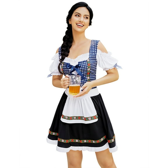 Women's 3 Pieces German Dirndl Dress Costumes For Traditional Bavarian Oktoberfest Carnival