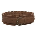 thumbnail image 1 of Women's 3" Wide Cow Suede Round Disc Braided Waist Belt with Round Buckle, 1 of 4