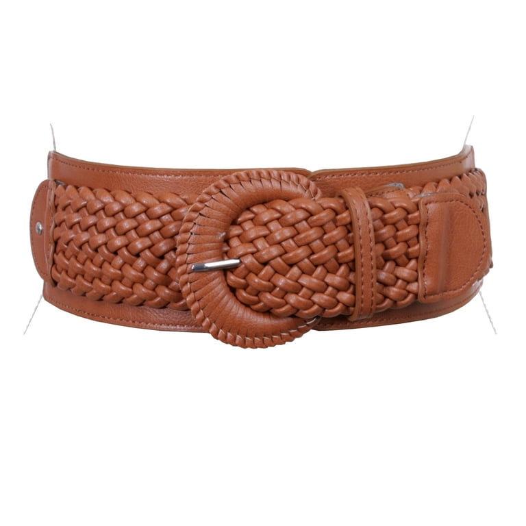 Brown Leather and Polyester Elastic High Waist Belt Women Fashion Wide Elastic Brown Belt Hip High Waist Gold  main image 4