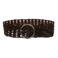 thumbnail image 1 of Women's 3" Wide Perforated Waist Braided Woven Solid Vintage Leather Round Belt, 1 of 2