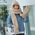 thumbnail image 1 of Women's 3-in-1 Scarf Gloves Set, Thermal Fleece Lined Winter Accessories with Ear Protection, Cold Weather Plush Hat Scarf Mittens for Outdoor Activities, 1 of 6