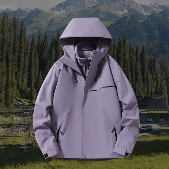 Women's 3-in-1 Waterproof Jacket with Fleece Liner Windbreaker Softshell Raincoat Winter Ski for Rain Snow Outdoor Hiking