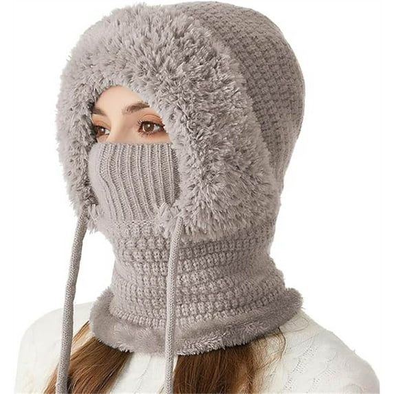 Women's 3-in-1 Winter Beanie Hat - Face Mask & Neck Warmer for Skiing & Outdoor Activities