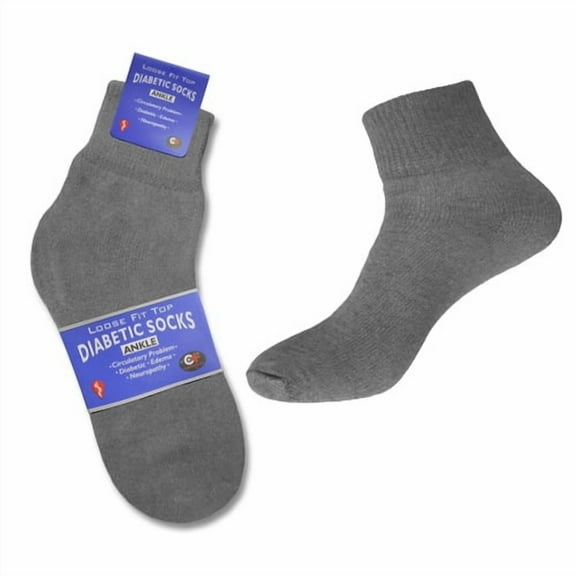 Women's 3 or 6 Pairs of Health Support Diabetic Ankle Circulatory Socks, Non-binding & Loose Fit (Grey, 6 Pairs)
