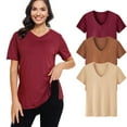 thumbnail image 1 of Women's 3 pack V-Neck Short Sleeve T-Shirts – Lightweight, Breathable Summer Tops for Casual, Workout, or Everyday Wear, 1 of 5