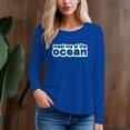 thumbnail image 1 of Women's 300g 100% Cotton Ocean Design Long Sleeve T-Shirt, 1 of 12