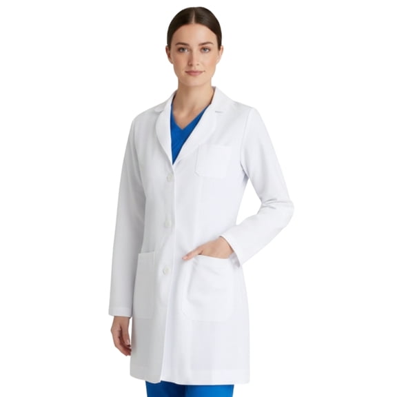 Women's 32" Three-Pocket Medical Lab Coat, White, S