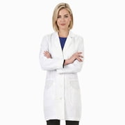 Womens 33" High Collar Medical Lab Coat, White, S