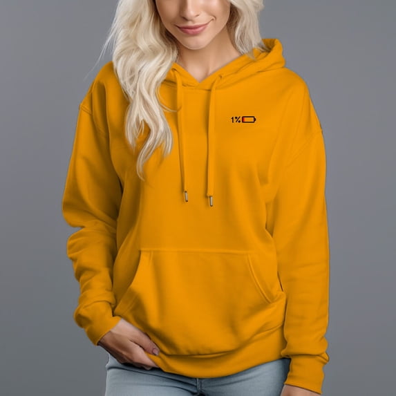 Women's 330g 100% Cotton Insufficient Battery Pattern Design Hoodie