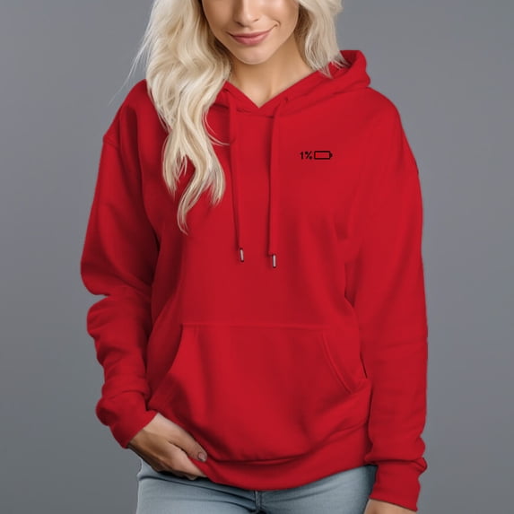 Women's 330g 100% Cotton Insufficient Battery Pattern Design Hoodie