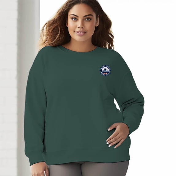 Women's 330gm 100% Cotton Columbus Ship Print Crewneck Sweatshirt