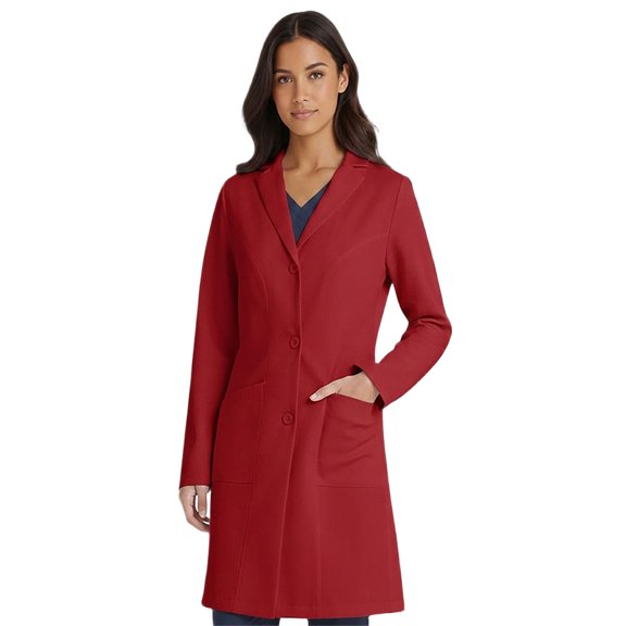 Women's 34" Lab Coat, 4 Button, 3 Pocket, Red, S