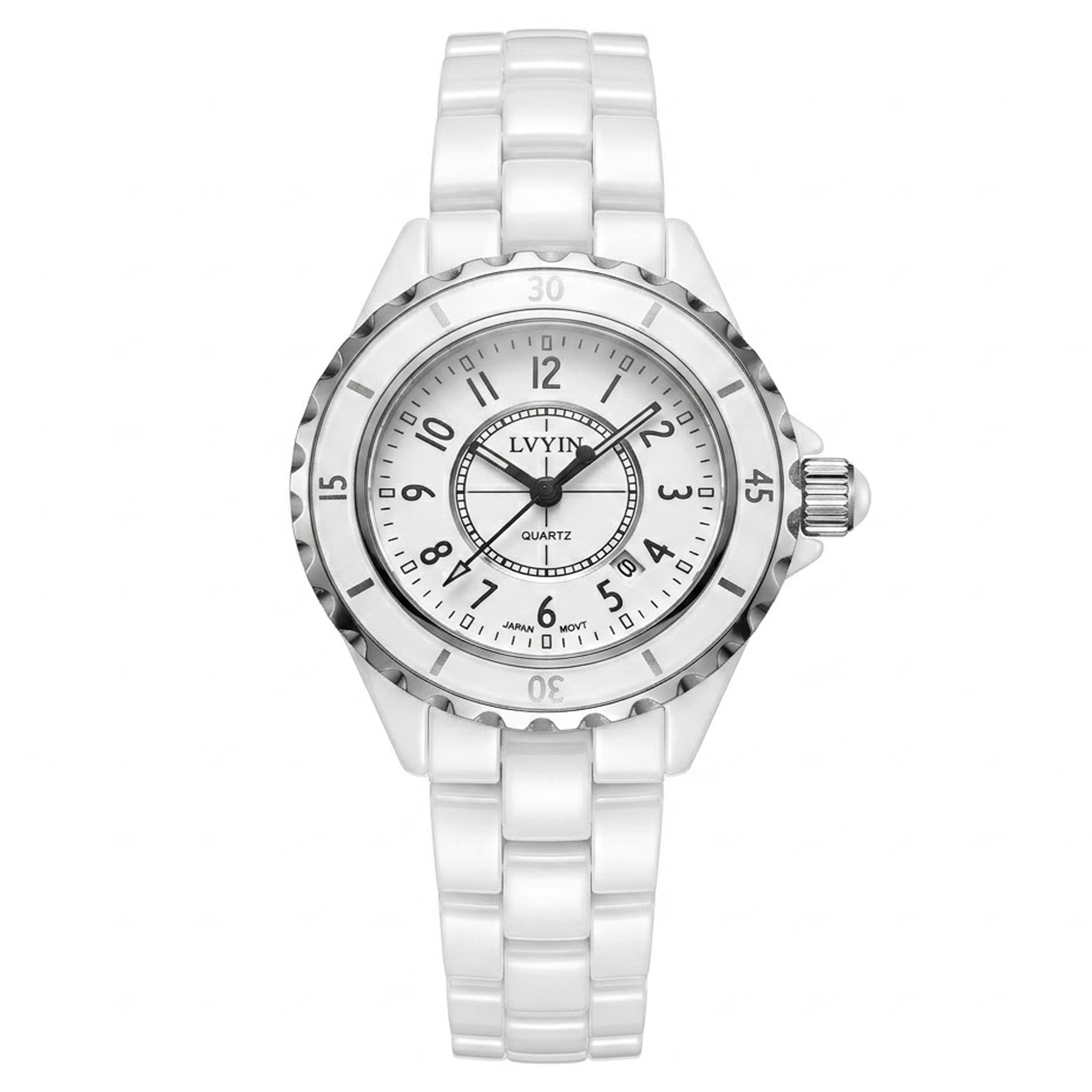 Ceramic Women's 35mm Quartz Watch White Dial Waterproof Bracelet Ladies Watch