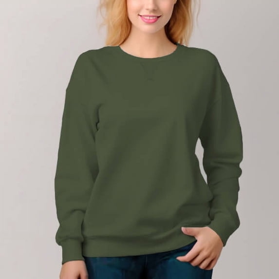 Women's 360g Heavyweight Round Neck Pullover Casual Sweatshirt - Warm&Comfortable