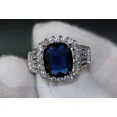 thumbnail image 1 of Women's 3Ct Cushion Cut Lab Created Blue Sapphire Diamond Engagement Wedding Ring in 14K White Gold Plated, 1 of 2