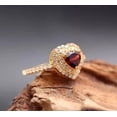 thumbnail image 1 of 14K Yellow Gold Plated Women's Engagement Ring 2Ct Heart Cut Garnet Double Halo, 1 of 4