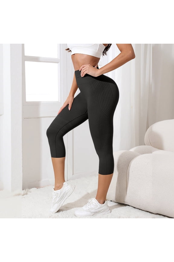 Women's 3D Anti Cellulite Capri Leggings Built-in Resistance Band Compression Tummy Control Butt Lifting Yoga Pants Black 2XL